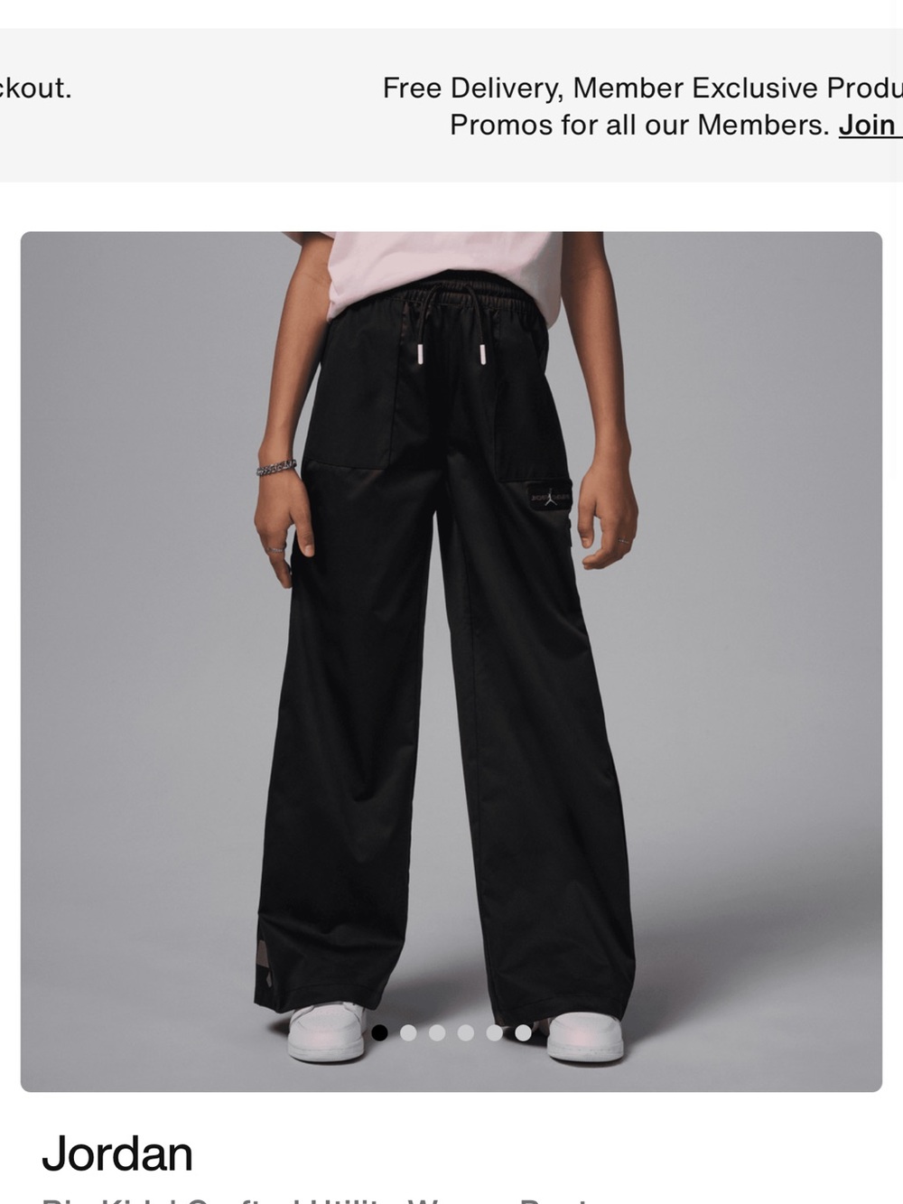 Jordan Kids' Black Wide-Leg Track Pants size L kids 14-16